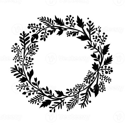 beautiful christmas floral wreath black clipart on white background generative AI 29640206 Stock ...