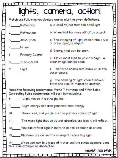 Properties Of Light Worksheet Worksheets For All | Free Worksheets Samples