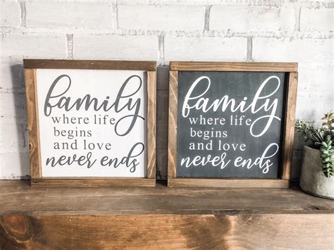 Family wood sign / Where life begins / Love never ends / Home decor / Signs / Wood sign / Home ...