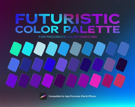 Futuristic Color Palette, Neon Color, Cyberpunk Color, Procreate Palette, Procreate Tools ...