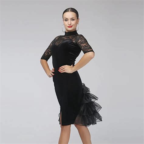 Aliexpress.com : Buy lace sleeve latin dance dress women tango dress female salsa rumba costumes ...