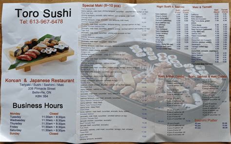 Toro Sushi Restaurant Menu & Prices - Belleville, ON | Cansumer