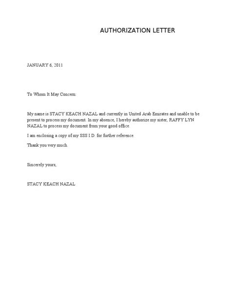 AUTHORIZATION LETTER - Download as Word Doc (.doc), PDF File (.pdf ...