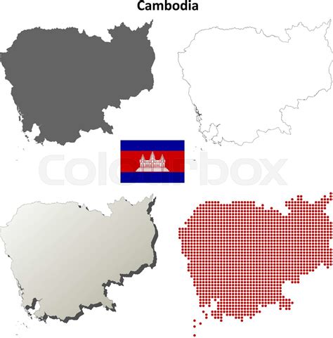 Cambodia outline map set | Stock vector | Colourbox