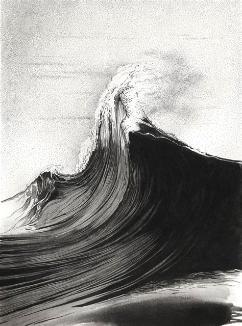 The big wave Drawing by Elena Pavlova | Saatchi Art