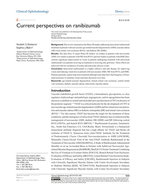 (PDF) Current perspectives on ranibizumab