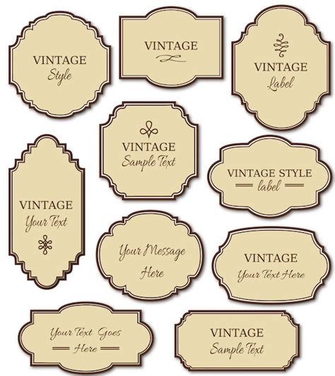 Vintage Labels Clip Art // 10 Digital Frames PNG Files Vector | Etsy Canada