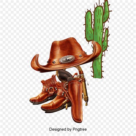 Supply PNG Picture, Vector Cowboy Supplies, Cartoon Cowboy Hat, Cartoon Cowboy Gun, Cartoon ...