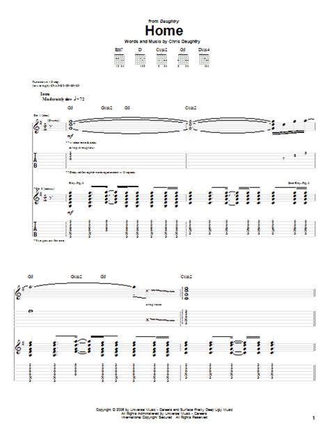 Home by Daughtry - Guitar Tab - Guitar Instructor