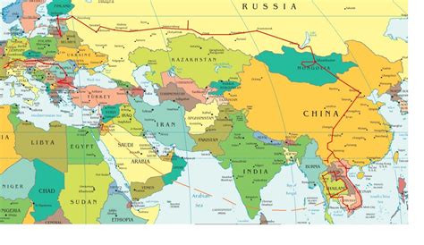 4 free printable full-color, blank, and labelled Asia and Europe maps (2022)