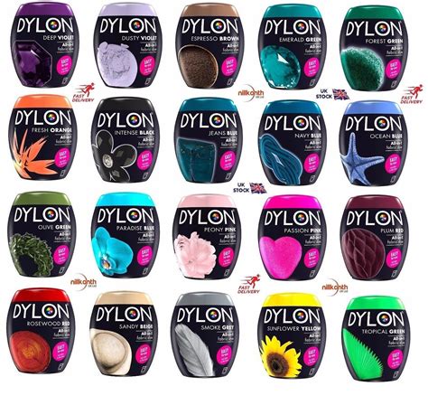 22 COLOURS DYLON FABRIC & CLOTHES DYE MACHINE WASH 350g POD/ 50G POUCH HAND DYE | eBay