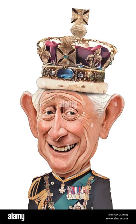 King Charles with the crown, caricature face, United Kingdom Stock ...