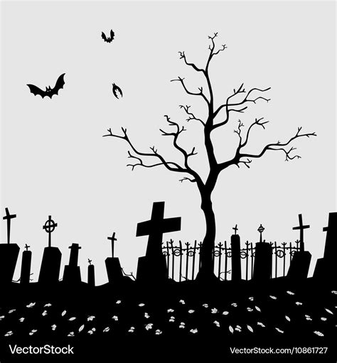 Cemetery silhouette Royalty Free Vector Image - VectorStock