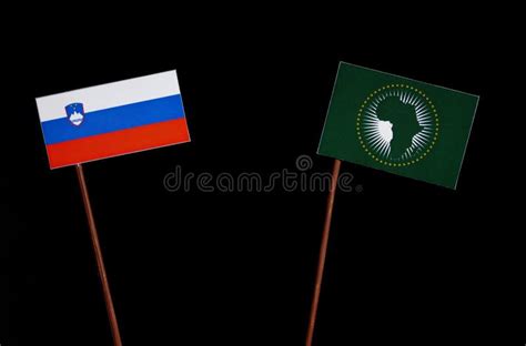 Slovenian Flag With African Union Flag On Black Stock Image - Image of ...