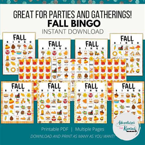 Fall BINGO Game Printable Fall Party Game Seasonal Bingo Fall Time Bingo for Senior Activity ...