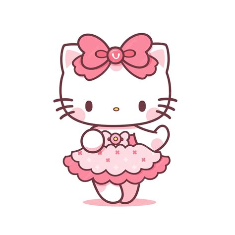 Premium Photo | Hello kitty in a pink dress with a pink bow generative ai