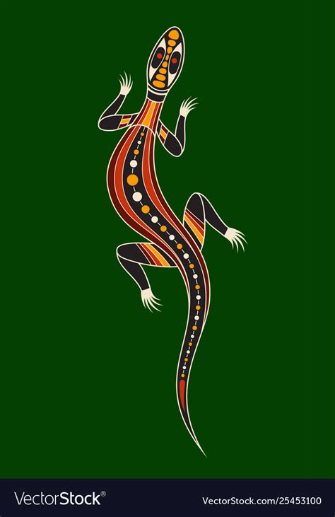 Lizard aboriginal art style Royalty Free Vector Image