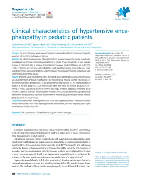 (PDF) Clinical characteristics of hypertensive encephalopathy in ...