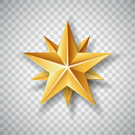 Isolated Gold paper Christmas Star on transparent background. Vector ...