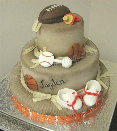 Sports Theme Boy Shower — Baby Shower | Baby shower cakes for boys, Sports baby shower theme ...