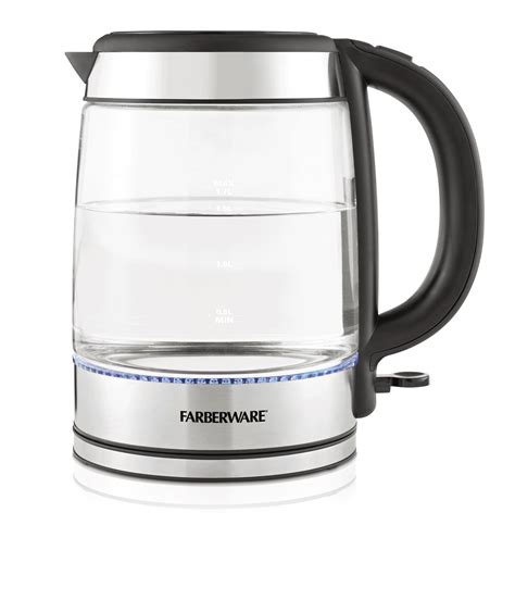 Farberware Royal Glass and Stainless Steel 1.7 Liter Electric Tea Kettle, Cordless - Walmart.com ...