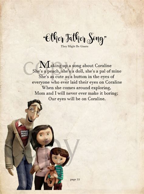 Coraline Other Father Song Other Mother Neil Gaiman | Etsy