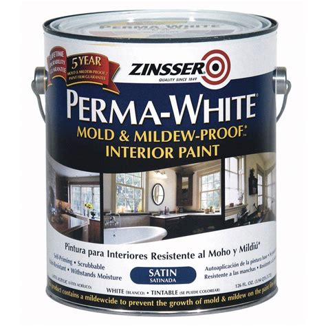 Zinsser 1 gal. Perma-White Mold and Mildew-Proof Satin Interior Paint (Case of 2)-02711 - The ...