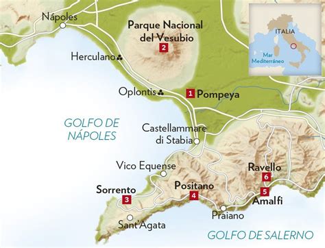 Pompeya y la Costa Amalfitana | Pompeya, Costa de amalfi, Mapa de italia