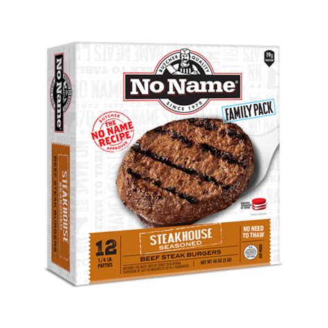 No Name® Family Pack Steakhouse Seasoned Steak Burgers - No Name Meats