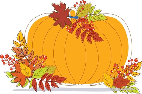 Pumpkin in autumn with autumn leaves vector for decoration and background illustration. Autumn ...