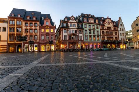 The Market Square in the Old Town of Mainz, Germany at Sunset Stock Photo - Image of germany ...