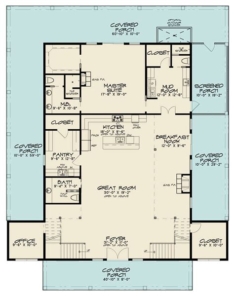 House Plan 8318-00053 - Country Plan: 4,072 Square Feet, 3 Bedrooms, 3 Bathrooms | Barn house ...