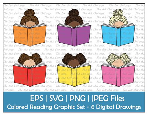 Reading Open Book Vector Clipart / Colorful Graphic Drawings / - Etsy