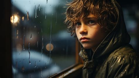 Premium AI Image | sad boy with the rain