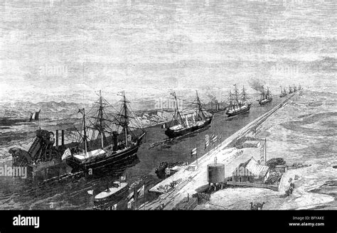 OPENING OF THE SUEZ CANAL 17 November 1869. French and Egyptian ships ...