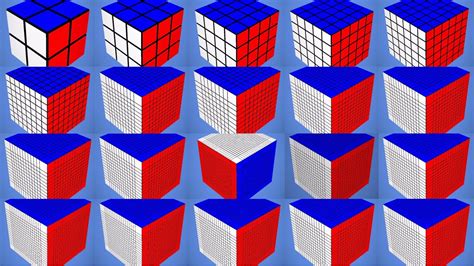 All the size of Rubik’s cube solved (2x2-20x20) reverse playback - YouTube