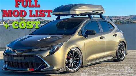 COMPLETE MOD OVERVIEW TOYOTA COROLLA HATCHBACK (FULL LIST + COST) 2019 2020 2021 2022 2023 - YouTube