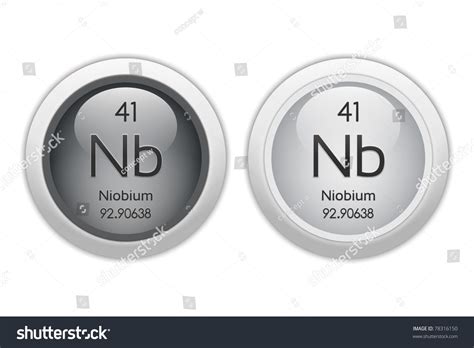 Niobium - Two Web Buttons - Chemical Element With Atomic Number 41. It Is Represented By The ...