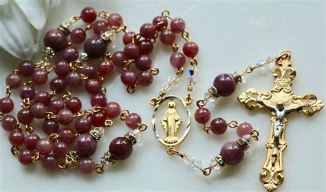 Catholic Rosary in Ruby Grade AAA Genuine Natural Gemstone