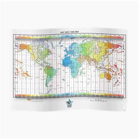 "1967 Vintage Communist Soviet World Time Zones Map Print With 3D Illusion- Professionally ...