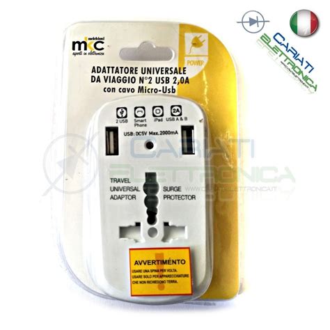 ADATTATORE UNIVERSALE DA VIAGGIO PER PRESE ELETTRICHE CON 2 PORTE U...