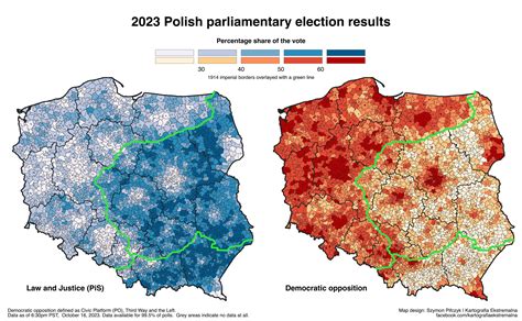 2023 Polish parliamentary election results and 1914 imperial borders ...