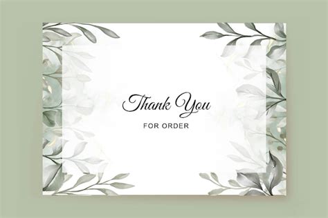 Free Vector | Thank you card template with greenery leaves