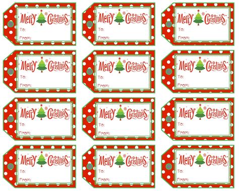 Christmas Gift Tags Merry Christmas Polka Dot and Stripe