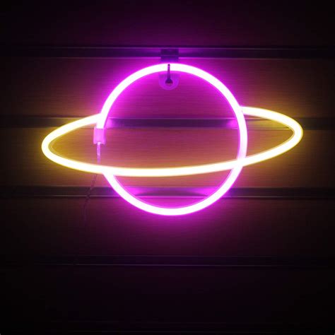 Rosa Gelb Planet Leuchtreklamen Led Neon Wandschild Hängende Neonlichter Planet Kinder ...