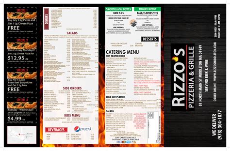 Rizzo's Pizzeria and Grille menus in Middleton, Massachusetts, United ...