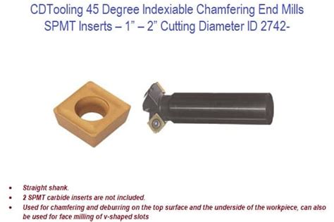 45 Degree Indexable Carbide Chamfer Mill 1, 1-1/8, 1-1/4, 1-1/2, 1-3/4 ...