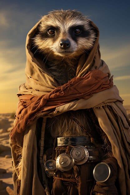 Premium Photo | Portrait of Meerkat Pirate Desert Sentry Costume Desert Scarf Sand Dune Fashion ...