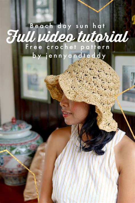 beach day sun hat free crochet pattern - Jenny & Teddy