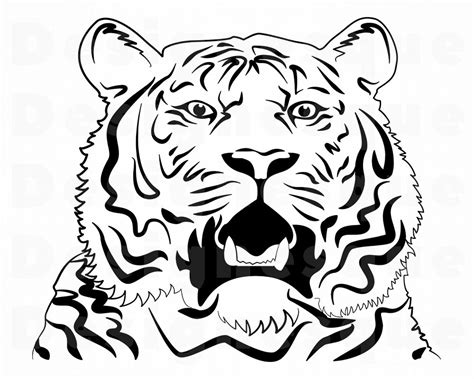 Tiger 5 SVG Tiger SVG Tiger Outline Tiger Clipart Tiger | Etsy